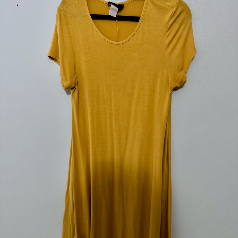 Spring Yellow Short Sleeve T-shirt Dress